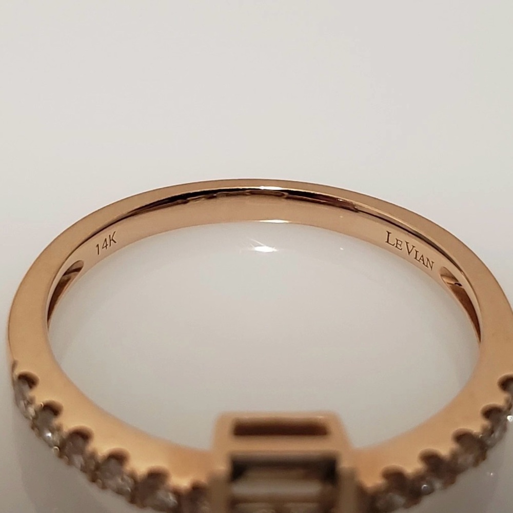 Le Vian 14k Rose Gold Chocolate Quartz Baguettes Nude Diamond Ring Size 7 - Picture 6 of 8
